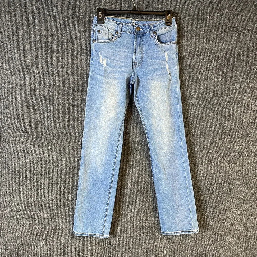 7 For All Mankind Kids Standard Light Wash Distressed Bootcut Jeans Size 14